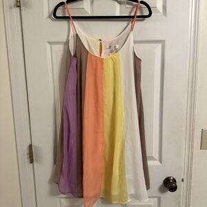 She Sky Pastel Rainbow Striped Dress Sleeveless | Size S